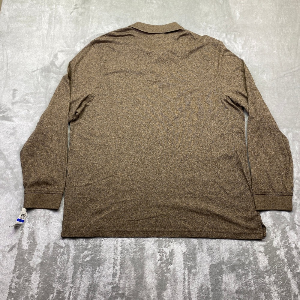 Tasso Elba‎ Long Sleeve Signature Polo Shirt Mens XL Brown Marl 100% Cotton NWT - Picture 7 of 10